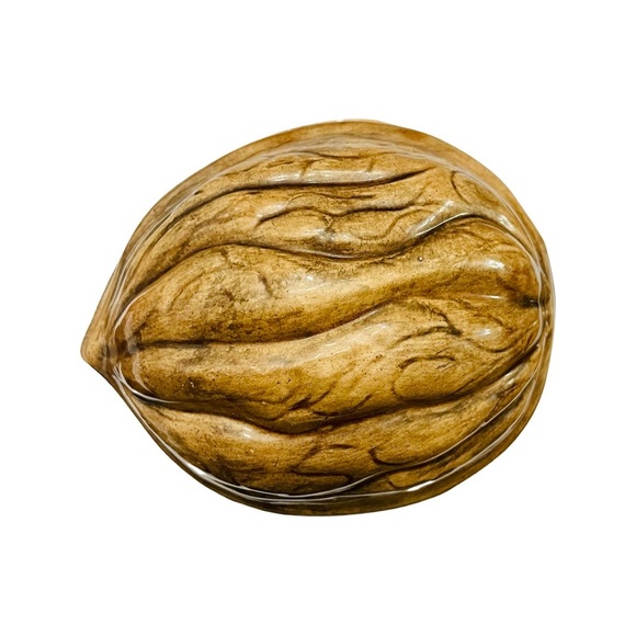 Vintage Ceramic Brown Walnut Snack, Candy, Cookie Trinket/Covered Dish Signed - Picture 7 of 8